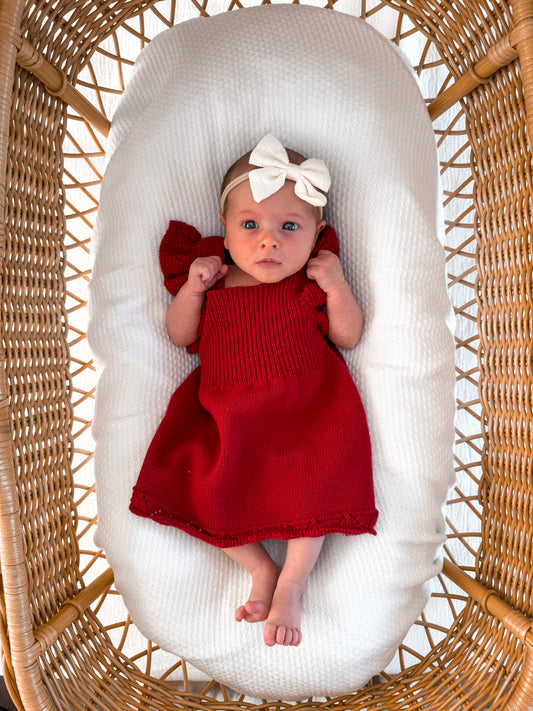 Dahlia Pointelle Knitted Dress - Deep Rose