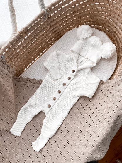 Pointelle Knitted Blanket - Fawn