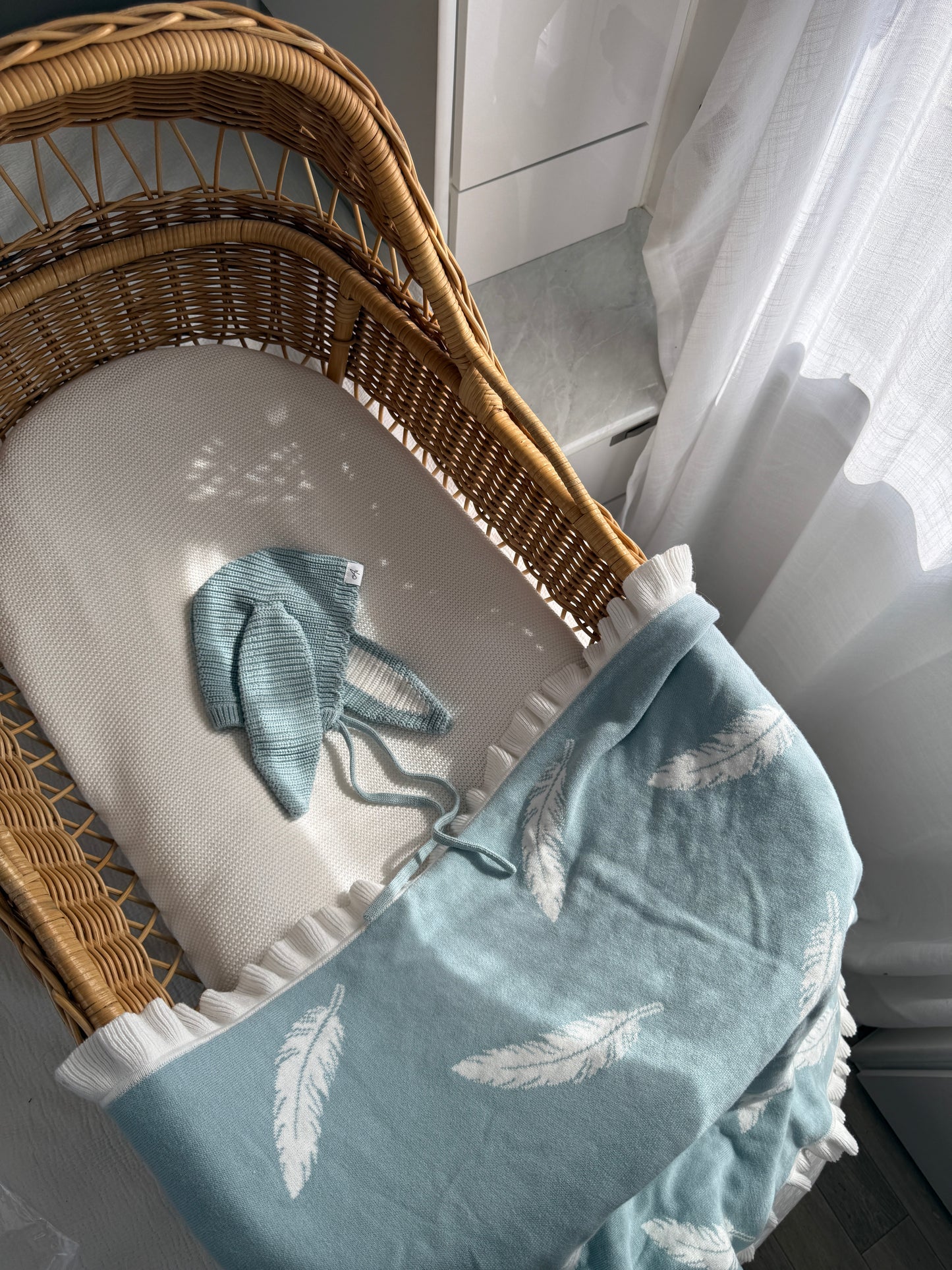 Bunny Knitted Bonnet - Sea Mist