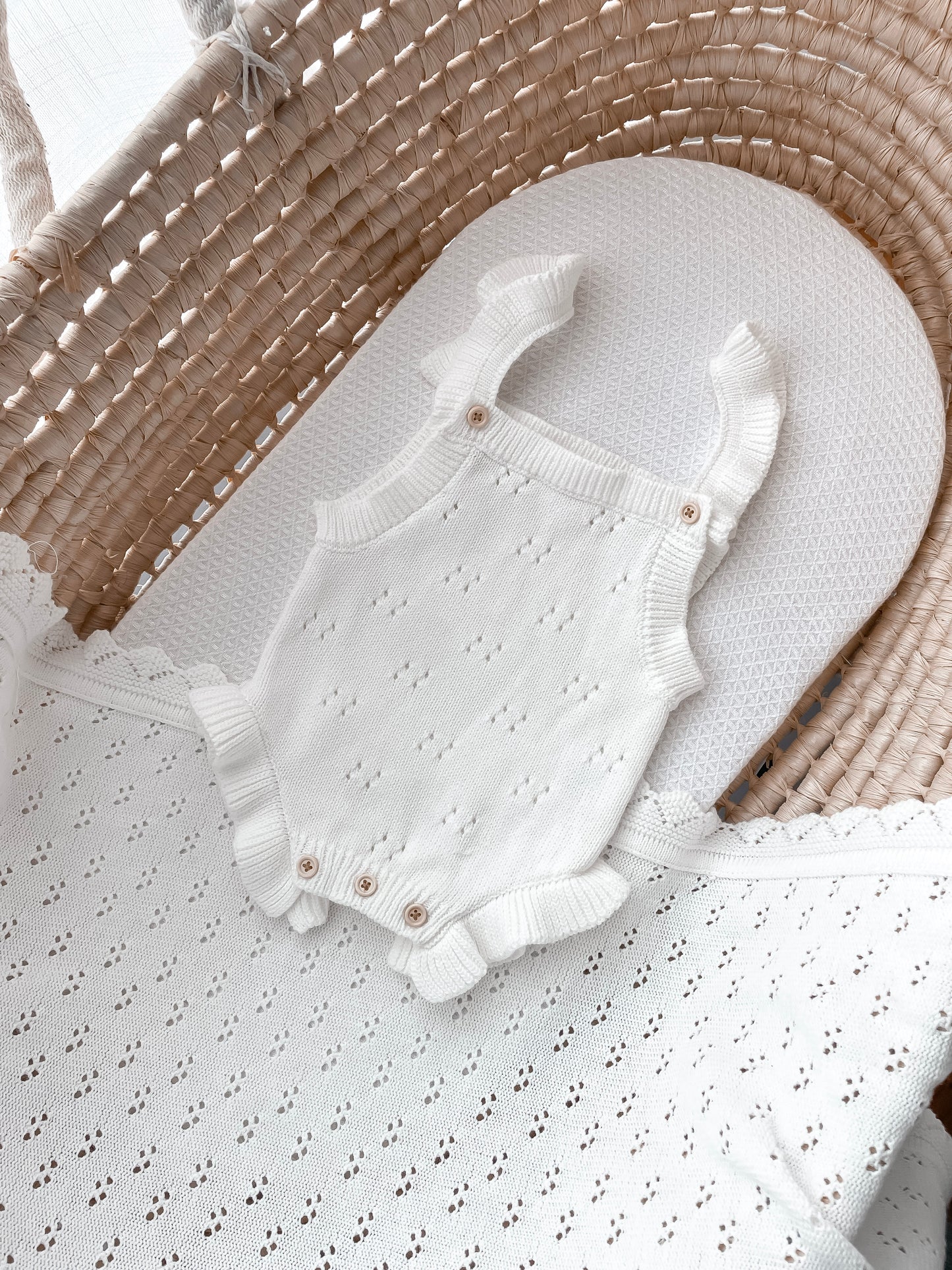 Dahlia Sleeveless Pointelle Romper – Milk