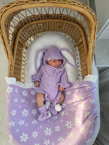 Bunny Knitted Bonnet - Lilac