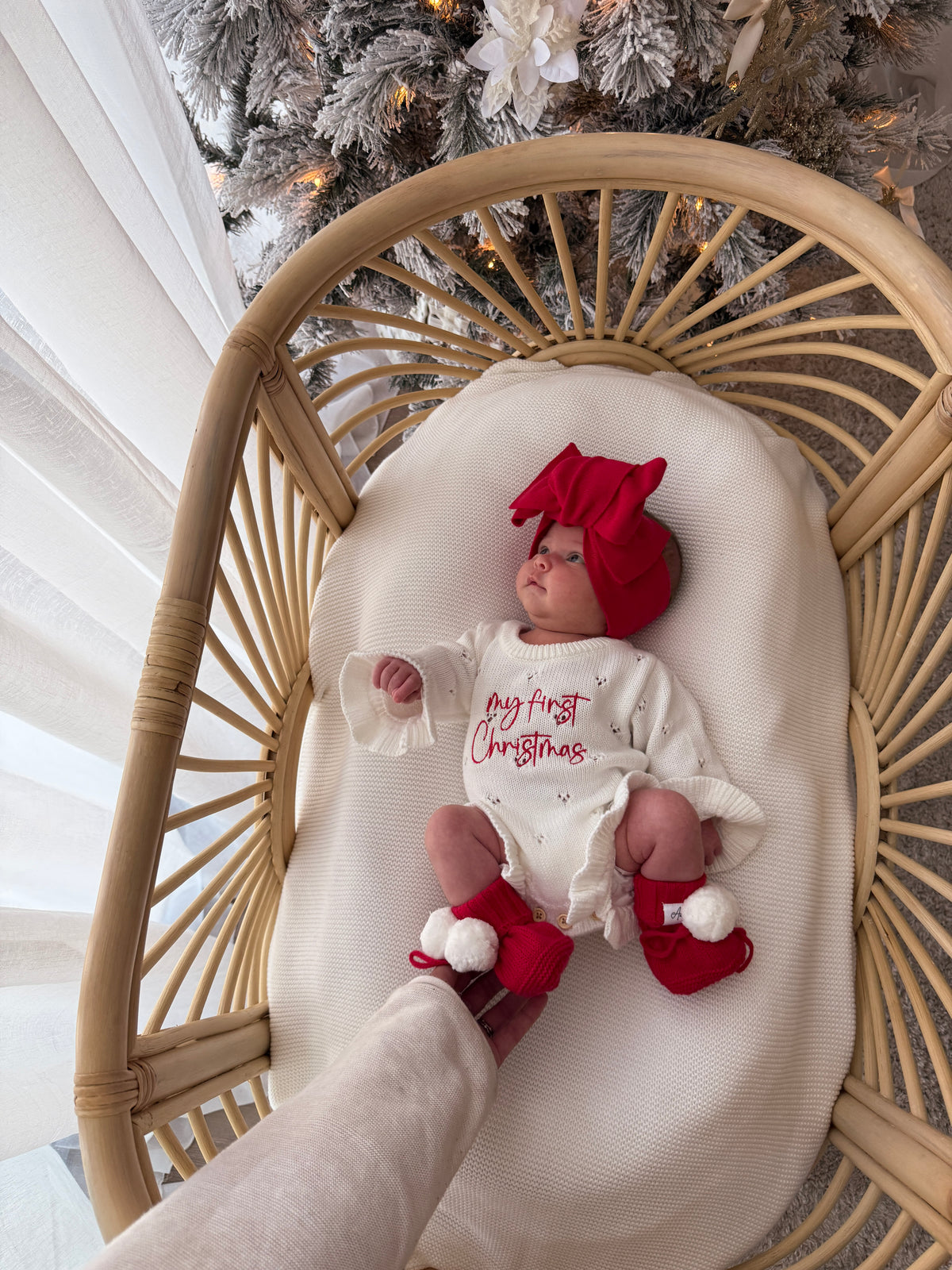 Pointelle My First Christmas Romper - Milk | PRE ORDER