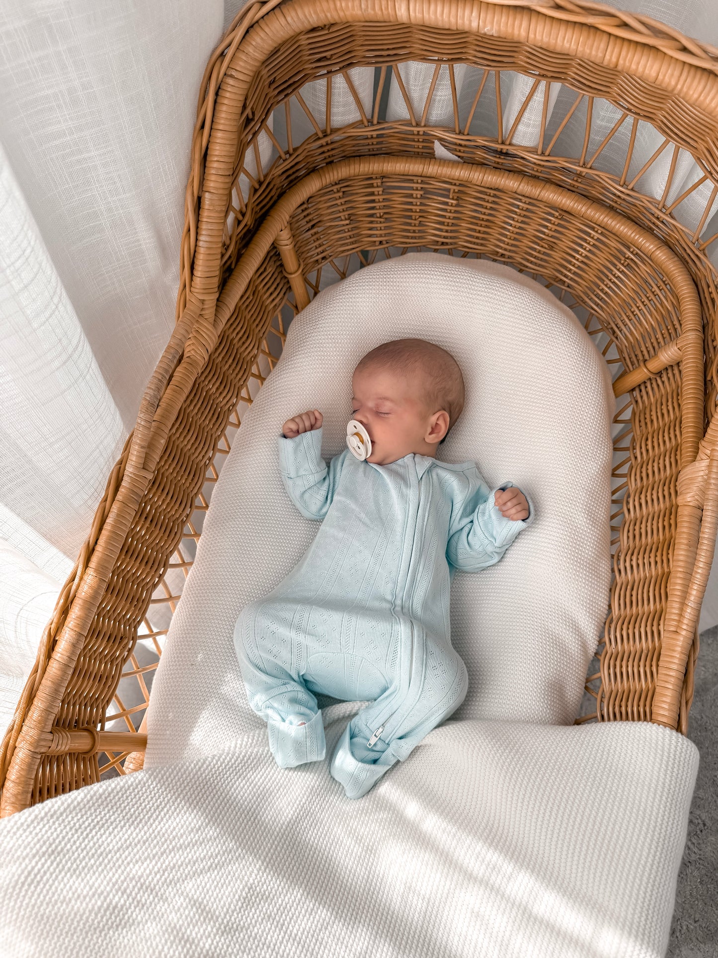 Pointelle Zippy Romper - Mist