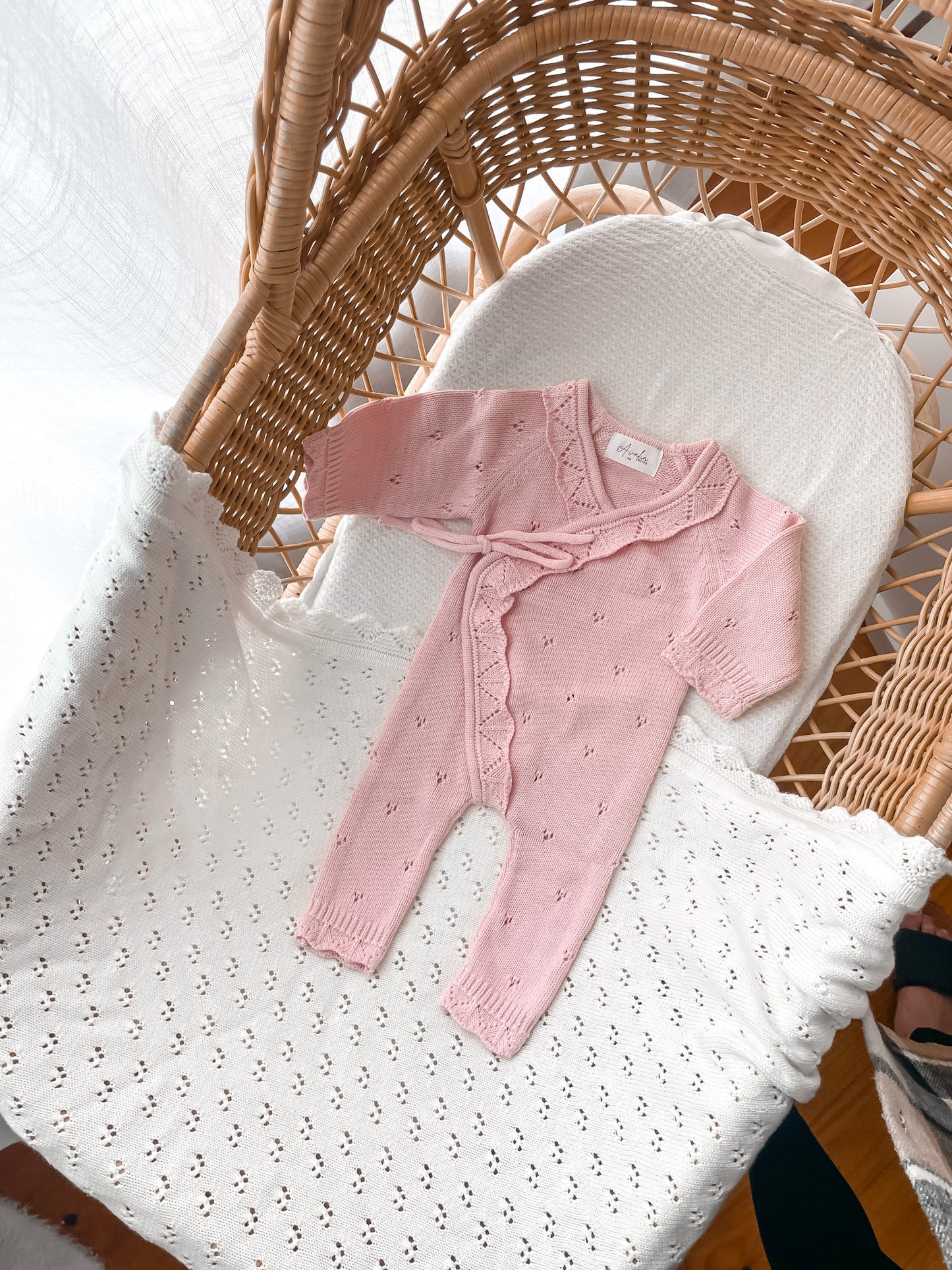 Dahlia Full Length Pointelle Romper - Fairy Floss