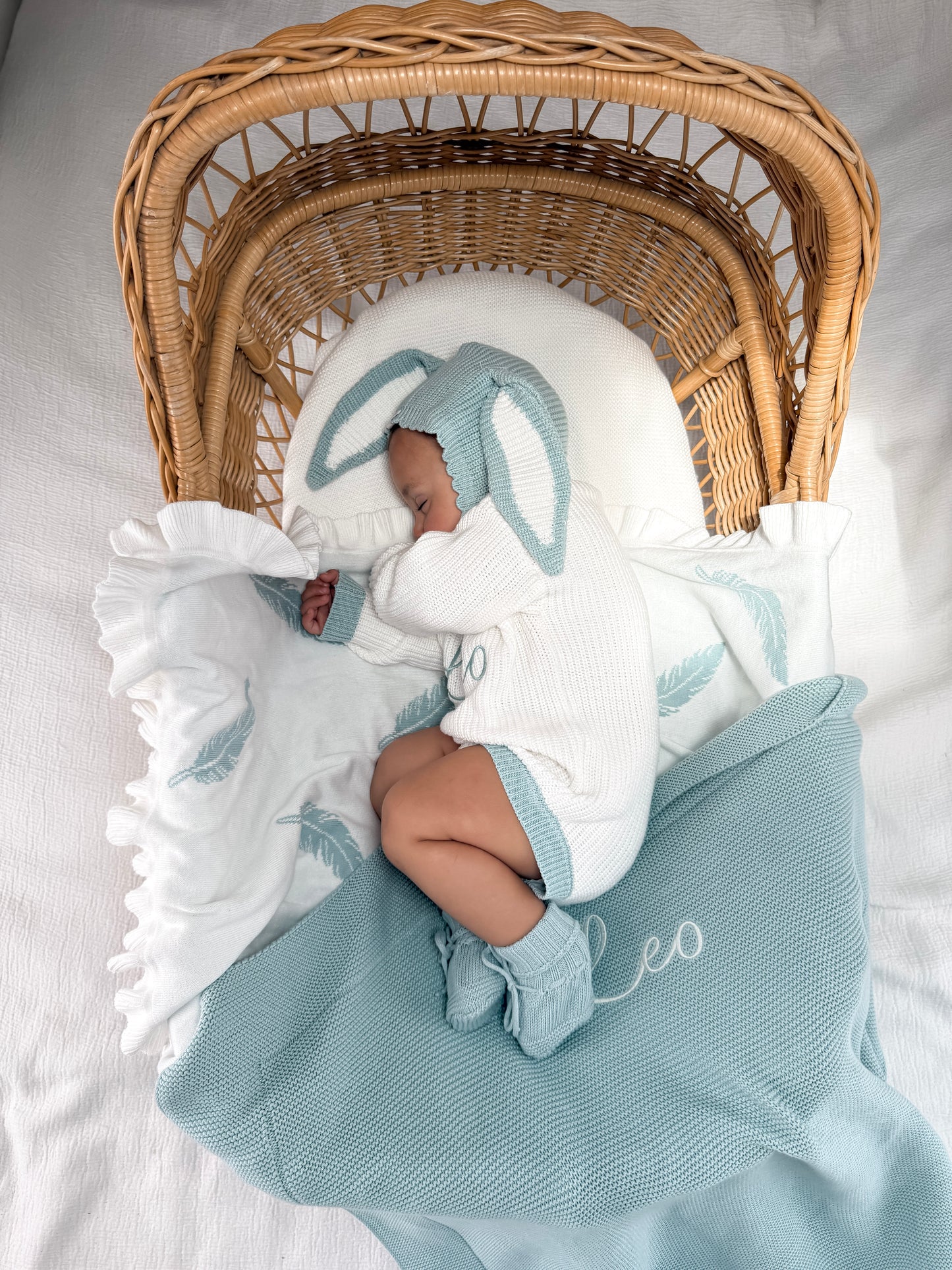 Bunny Knitted Bonnet - Sea Mist