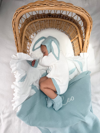 Bunny Knitted Bonnet - Sea Mist