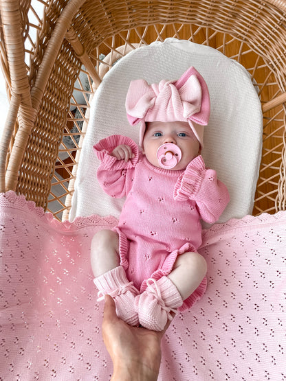 Dahlia Long Sleeve Pointelle Romper - Blossom