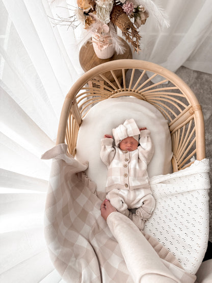 Gingham Cardigan - Latte & Milk