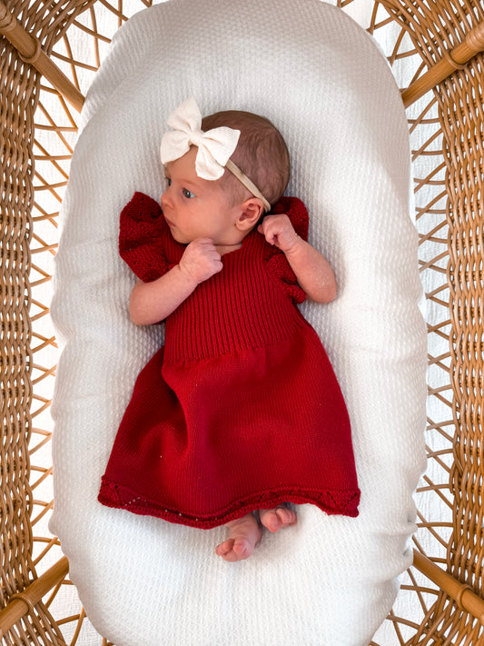 Dahlia Pointelle Knitted Dress - Deep Rose