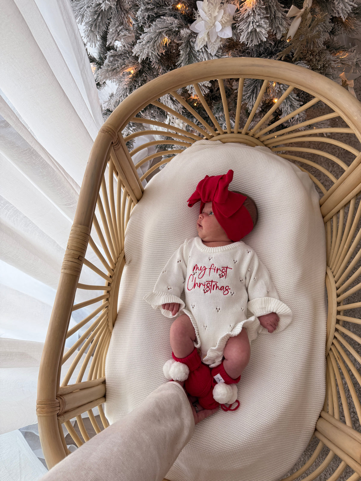 Pointelle My First Christmas Romper - Milk | PRE ORDER
