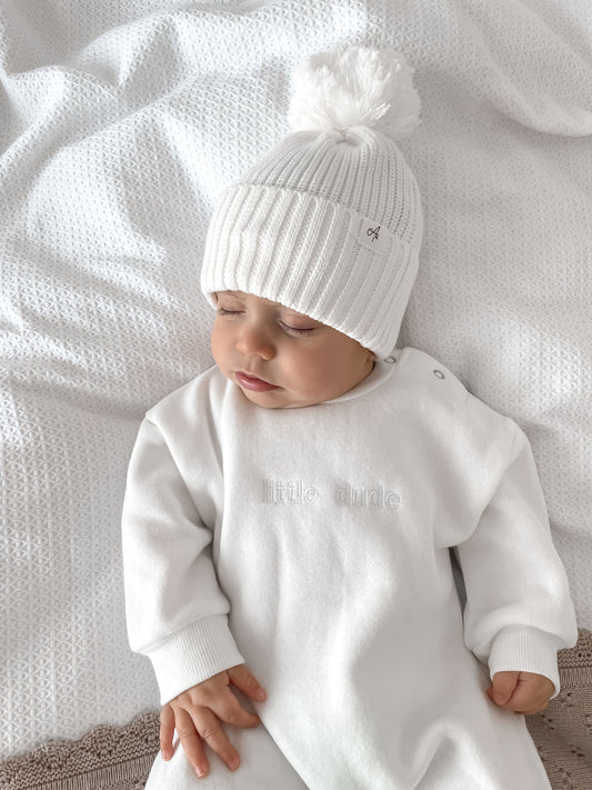 Little Dude Neutral Onesie - White