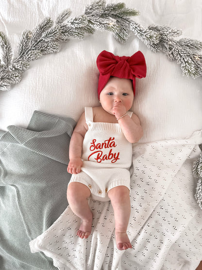 Santa Baby Sleeveless Romper - Milk