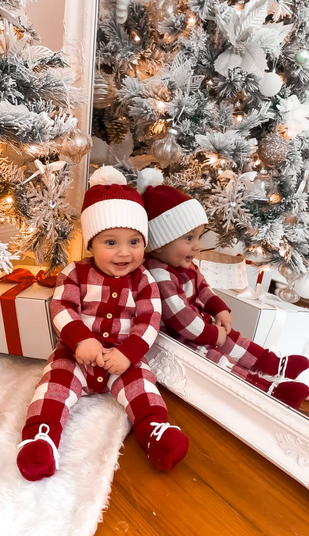 Gingham Full Length Romper - Deep Rose & Milk