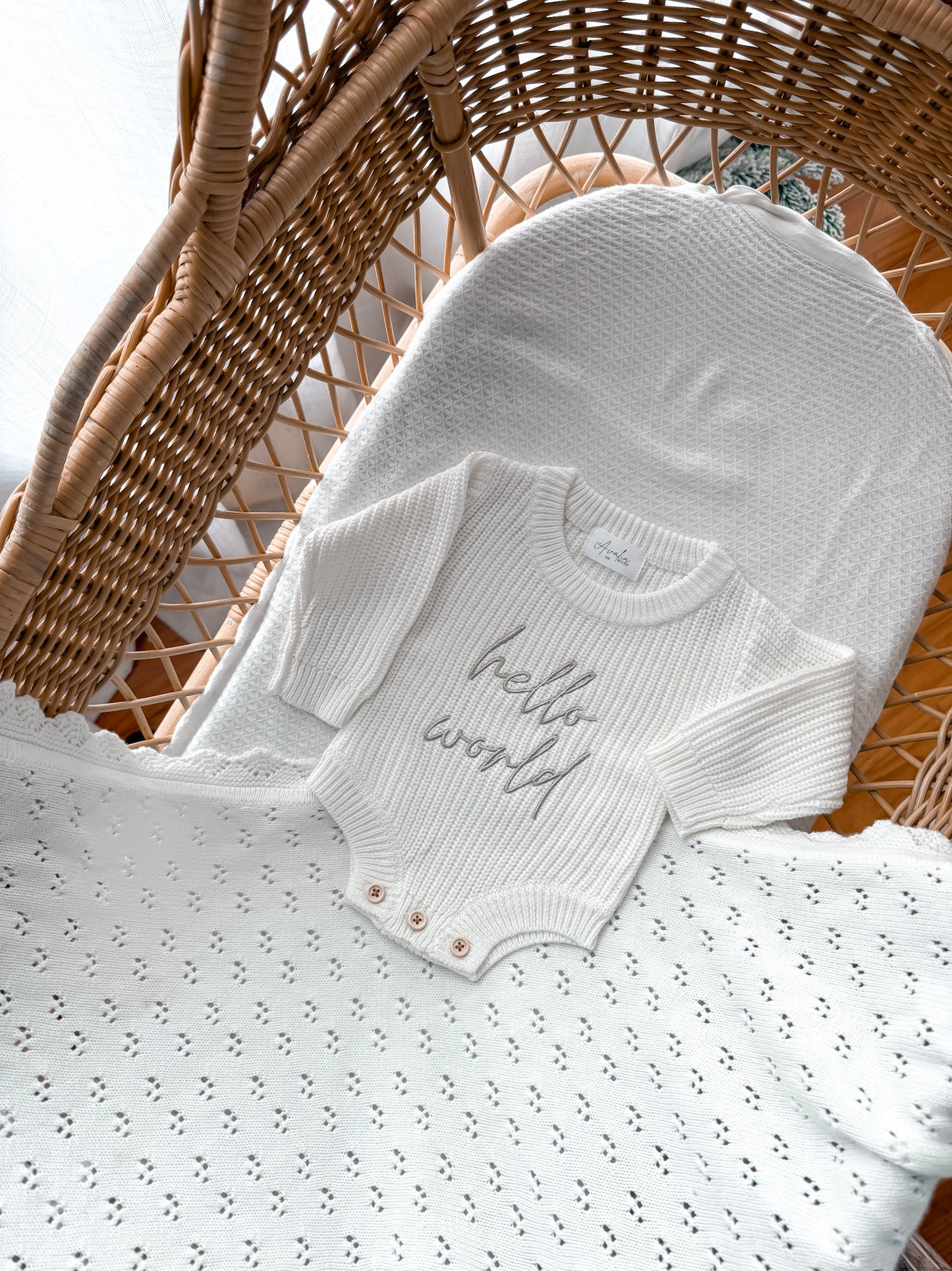 Hello World Newborn Romper - Milk
