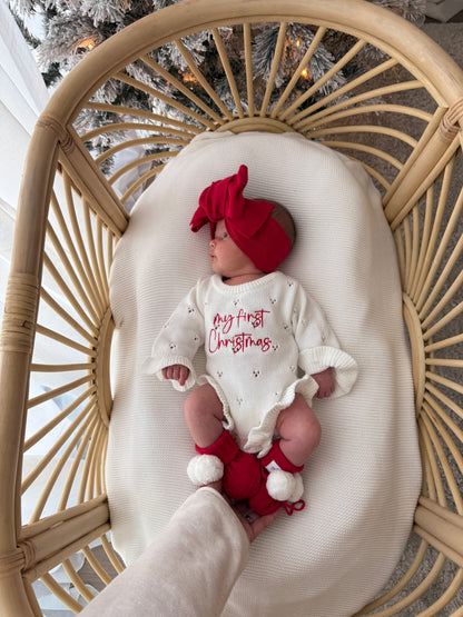 Pointelle My First Christmas Romper - Milk | PRE ORDER