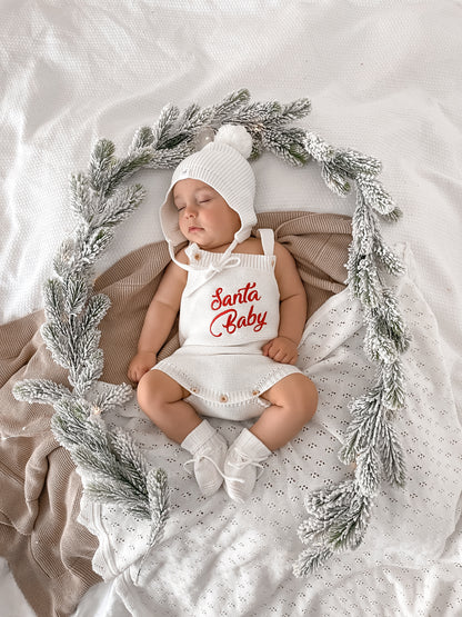 Santa Baby Sleeveless Romper - Milk