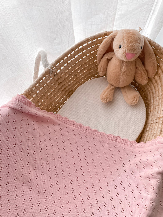 Pointelle Knitted Blanket - Fairy Floss