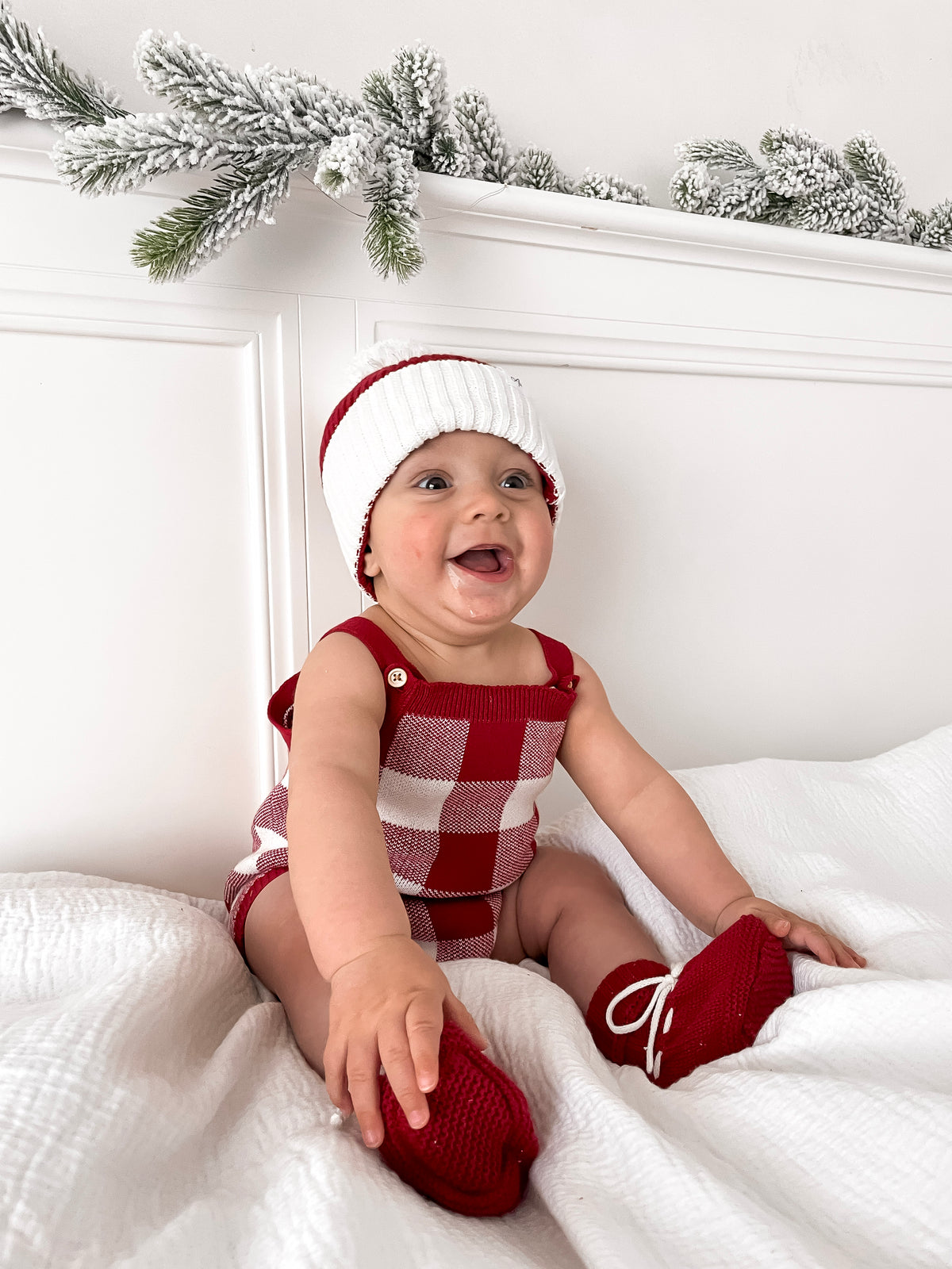 Gingham Sleeveless Romper - Deep Rose & Milk