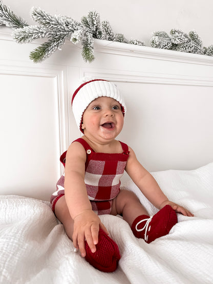 Gingham Sleeveless Romper - Deep Rose & Milk