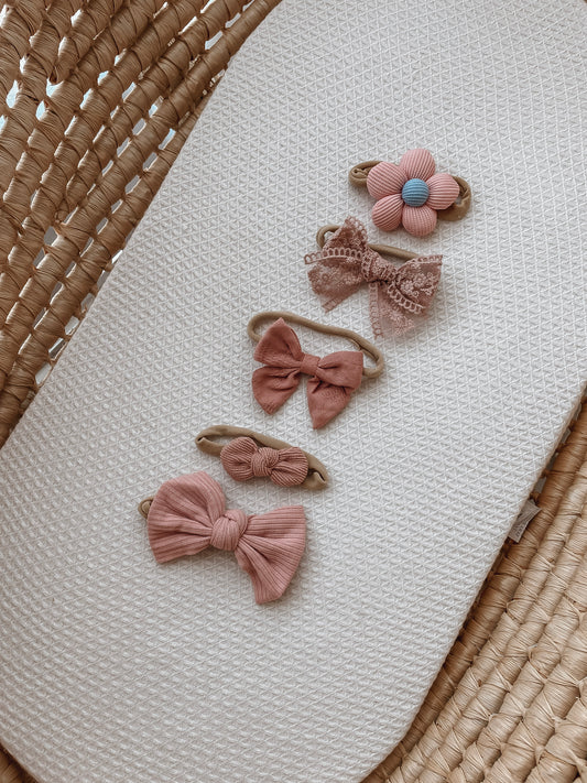 Floral Bow Sets (5 Pack) - Dusty Pink Mix