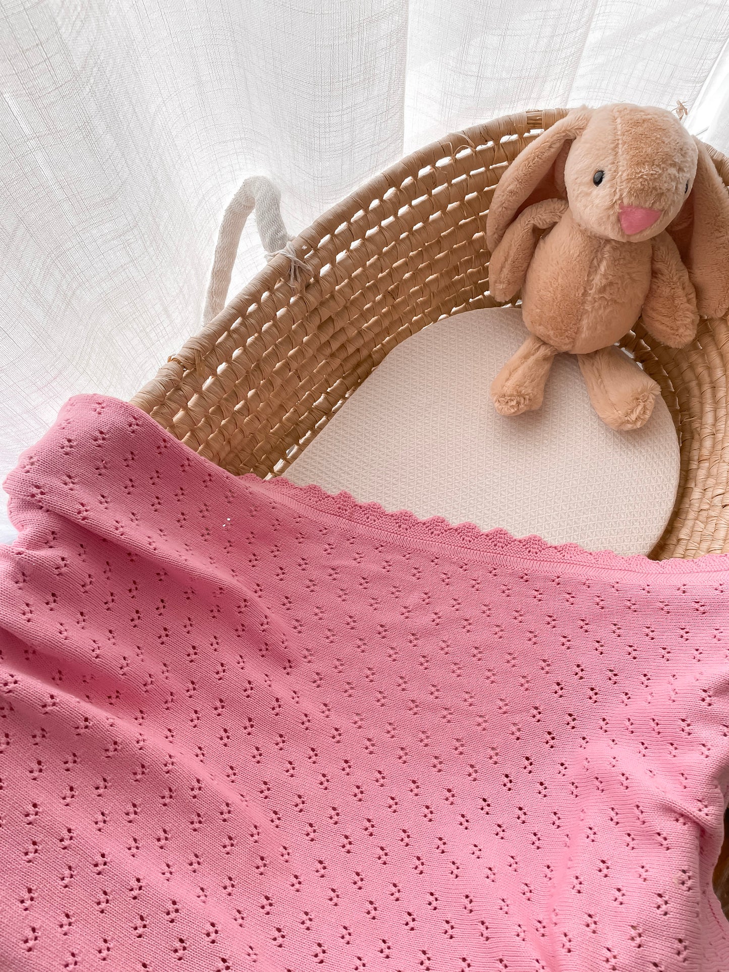Pointelle Knitted Blanket - Blossom