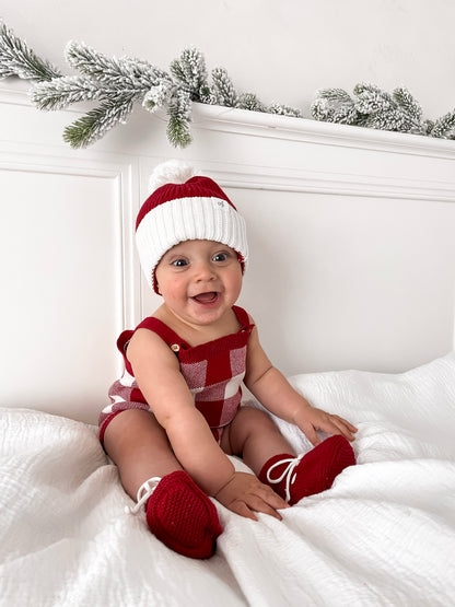 Gingham Sleeveless Romper - Deep Rose & Milk
