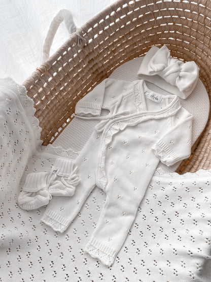 Dahlia Full Length Pointelle Romper - Milk