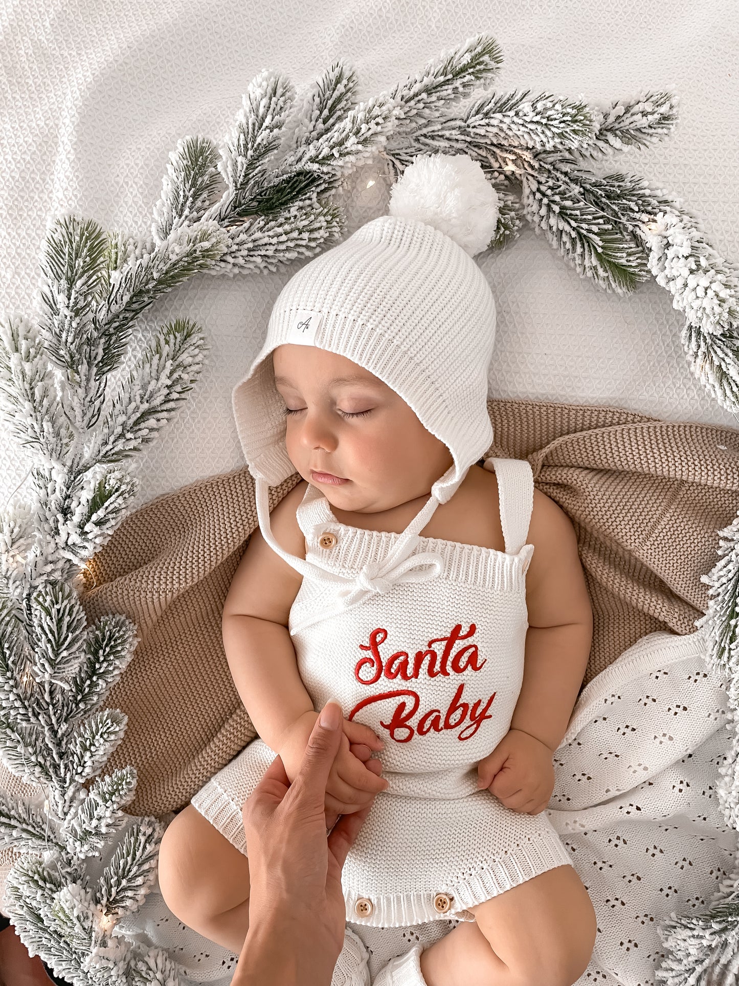 Santa Baby Sleeveless Romper - Milk