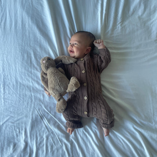 Nori Cable Ribbed Rompers - 100% Cotton
