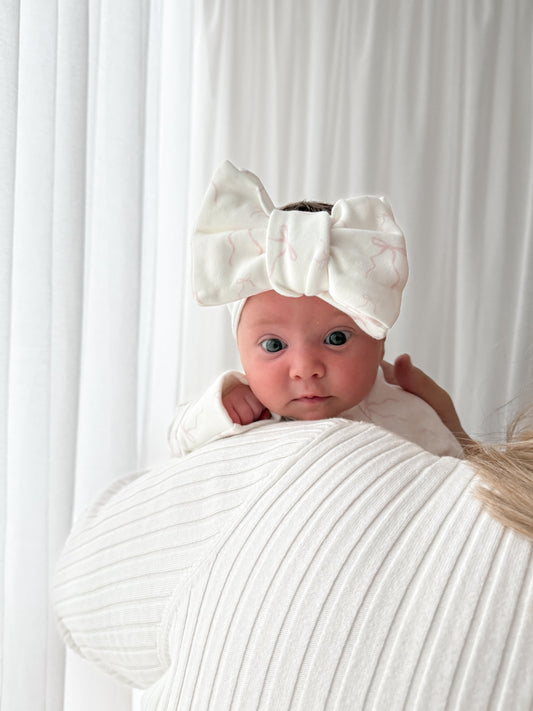 Little Bow Top Knot - Milk & Fairy Floss