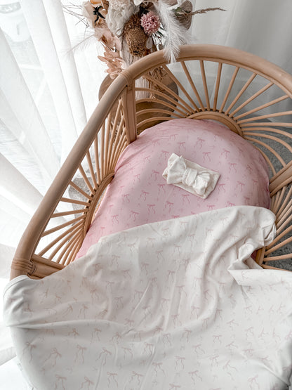 Little Bow Jersey Swaddle - Milk & Fairy Floss