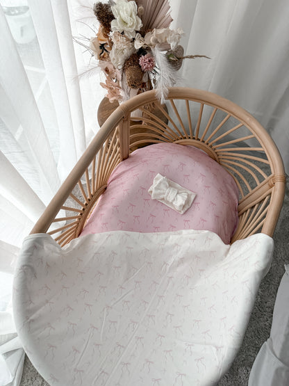 Little Bow Jersey Swaddle - Milk & Fairy Floss