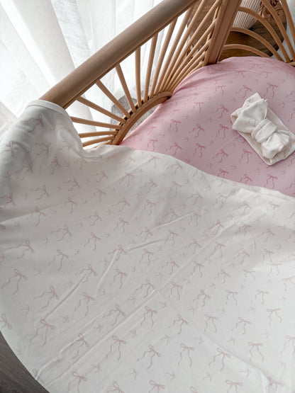 Little Bow Jersey Swaddle - Milk & Fairy Floss