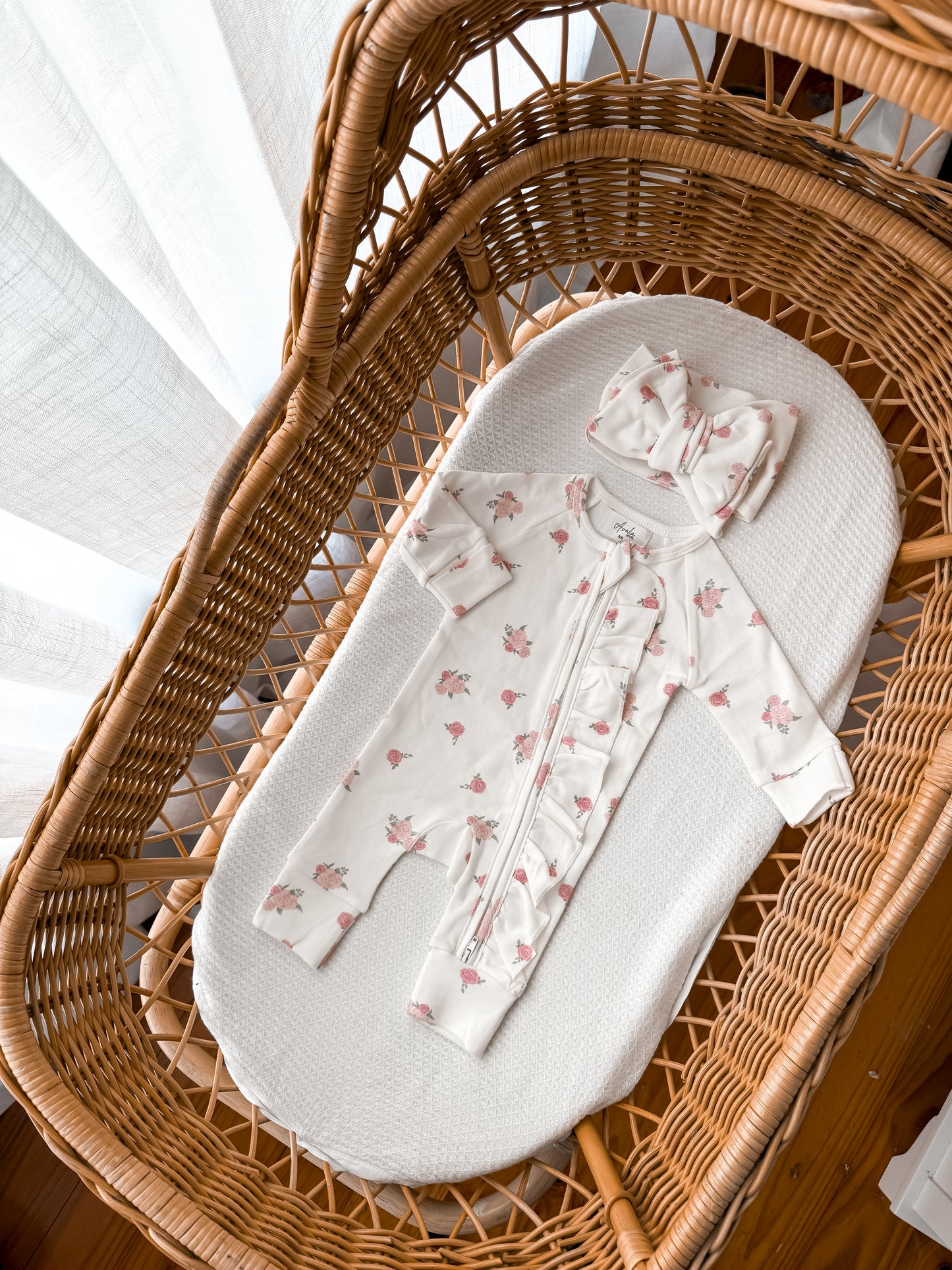 Little Rose Frilled Zippy Romper