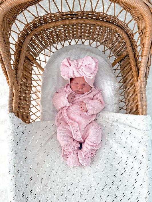 Dahlia Full Length Pointelle Romper - Fairy Floss