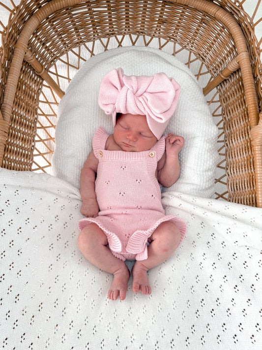 Dahlia Sleeveless Pointelle Romper - Fairy Floss