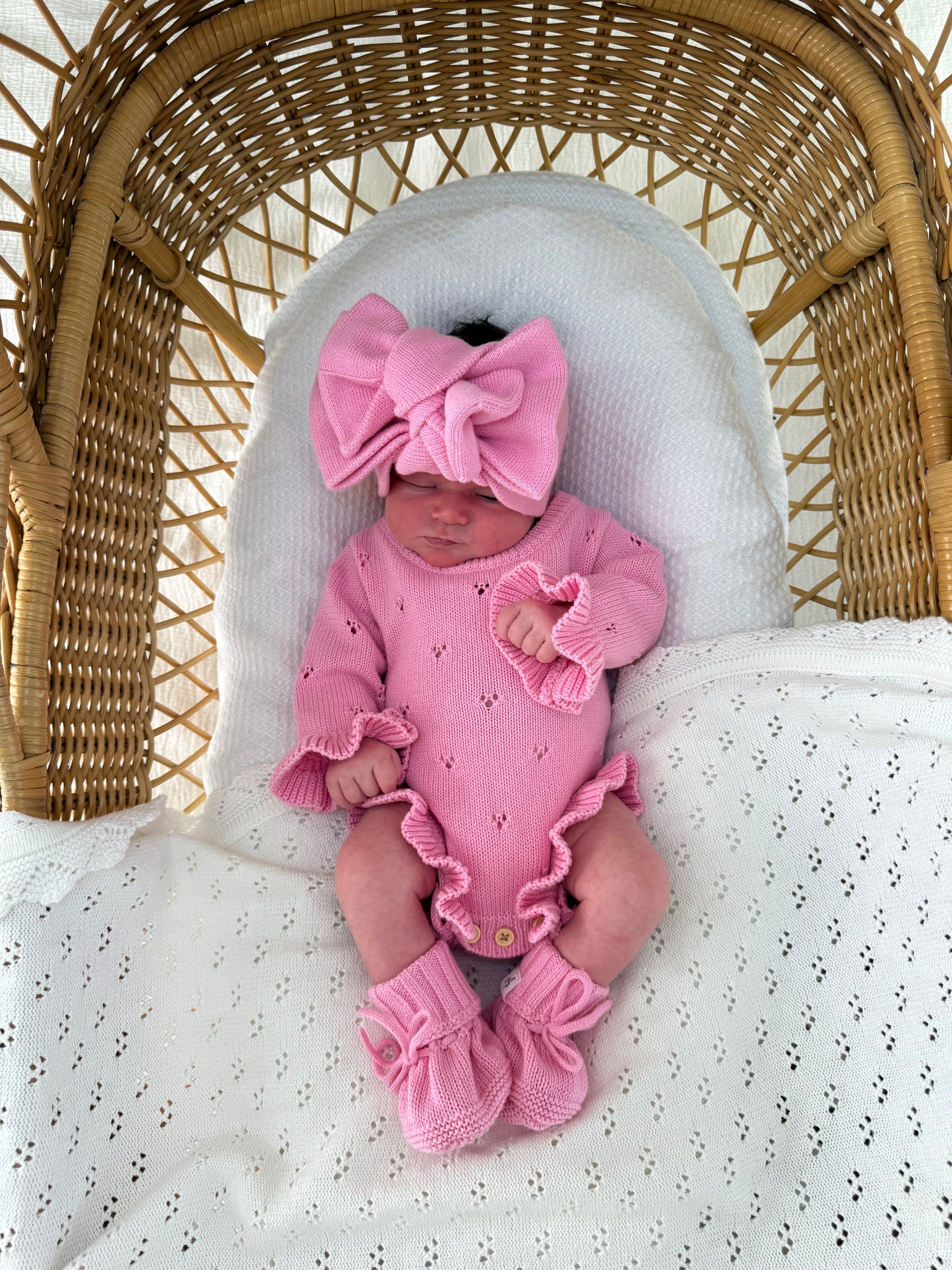 Dahlia Long Sleeve Pointelle Romper - Blossom