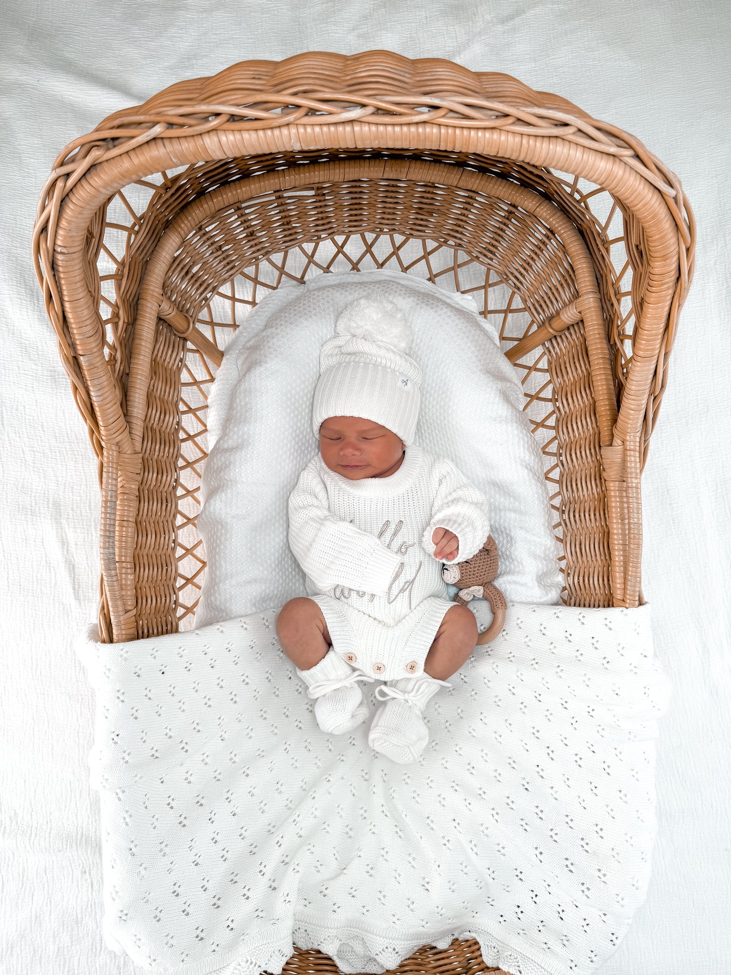 Hello World Newborn Romper - Milk