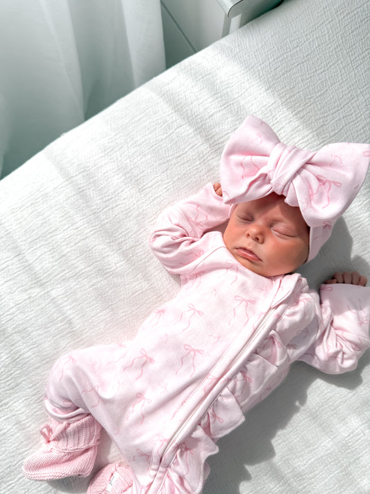 Little Bow Frilled Zippy Romper (Blossom & Fairy Floss)