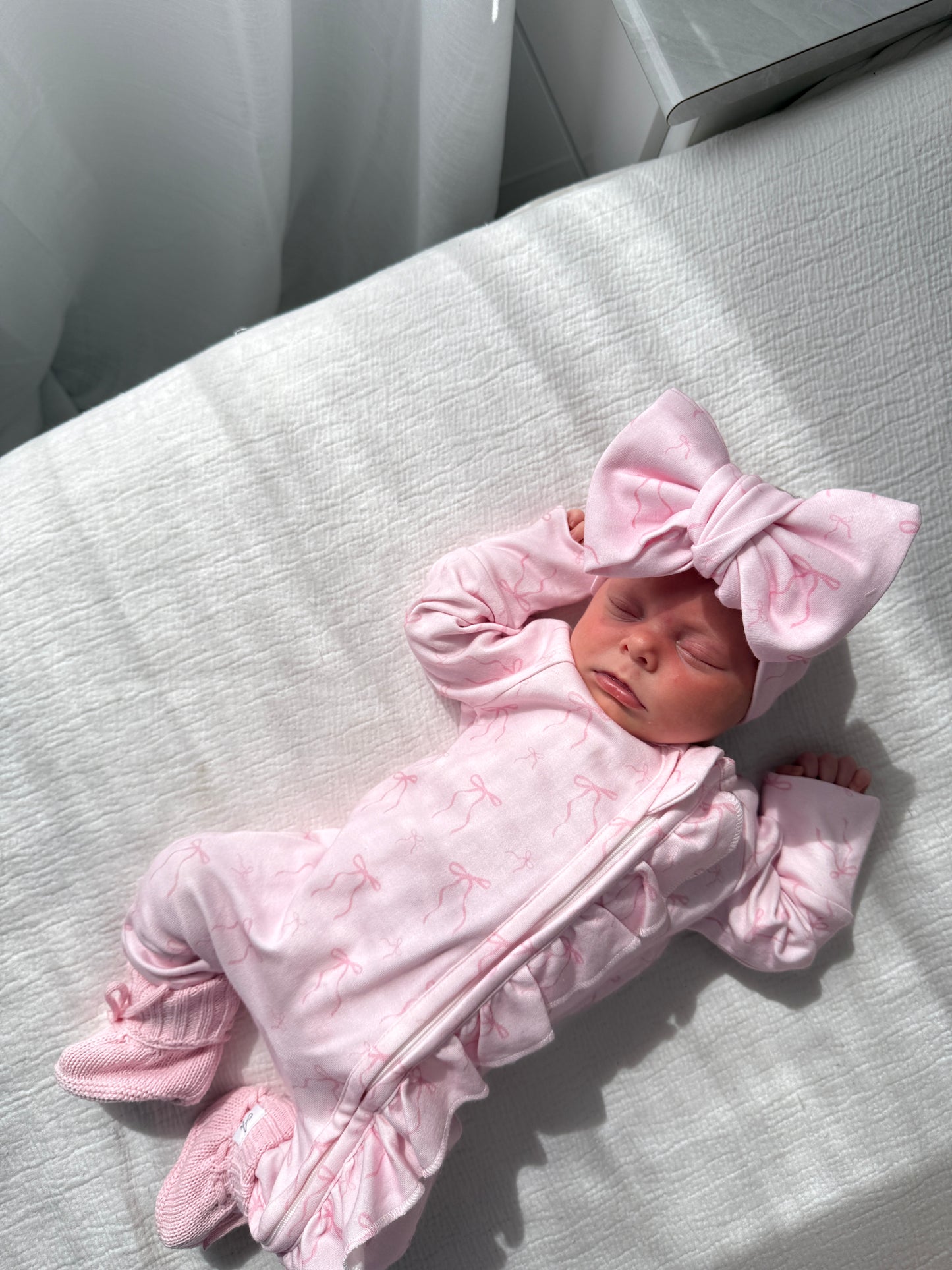 Little Bow Frilled Zippy Romper (Blossom & Fairy Floss)