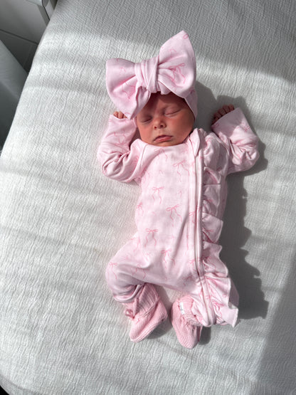 Little Bow Frilled Zippy Romper (Blossom & Fairy Floss)