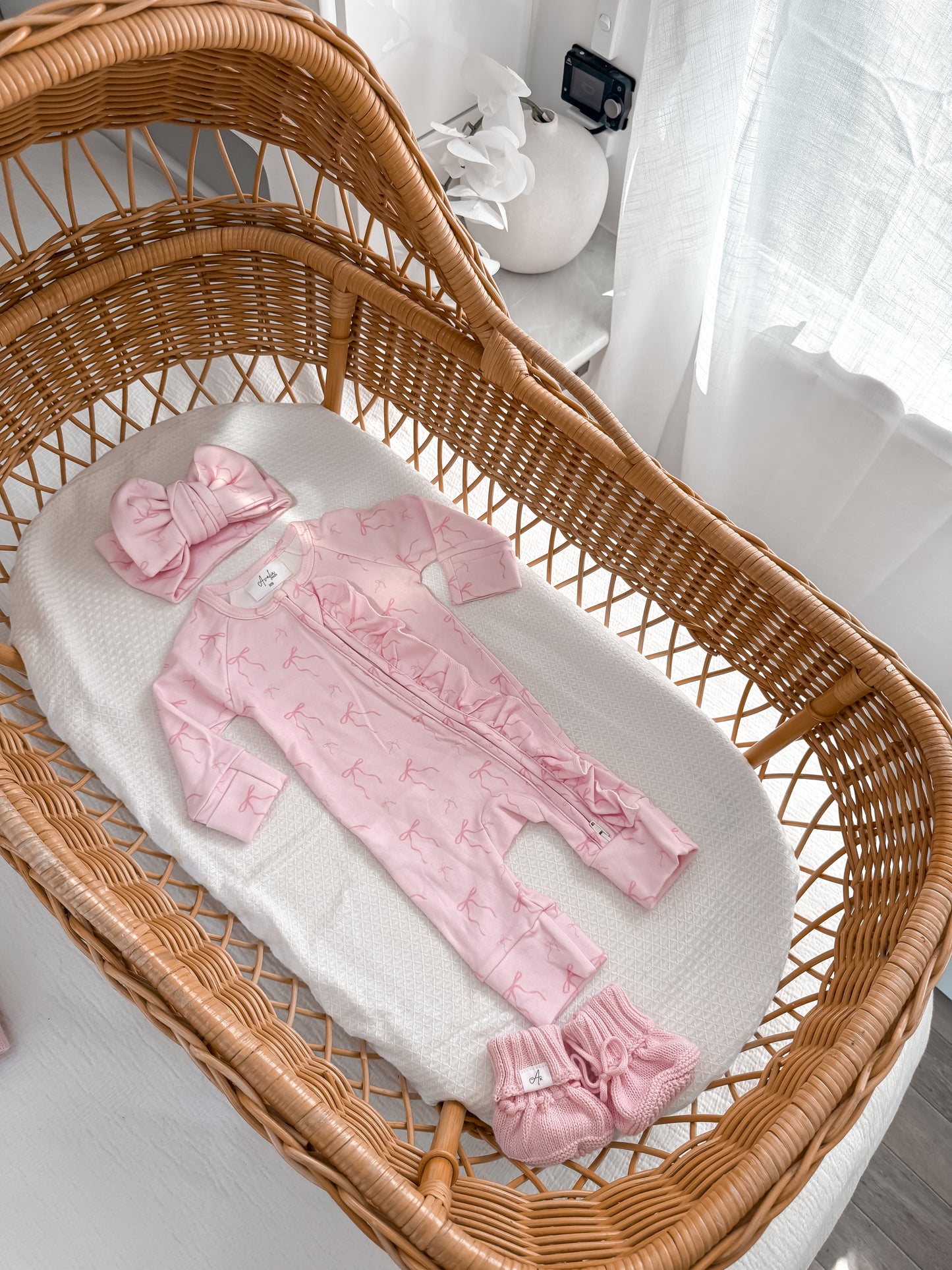 Little Bow Frilled Zippy Romper (Blossom & Fairy Floss)