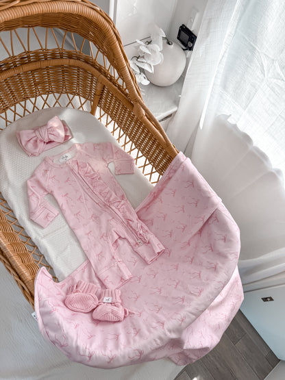 Little Bow Frilled Zippy Romper (Blossom & Fairy Floss)