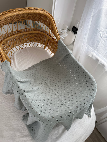 Pointelle Knitted Blanket - Eucalypt