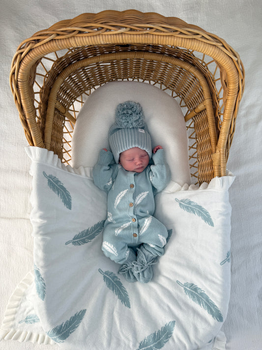 Little Feather Full Length Romper - Sea Mist & Milk