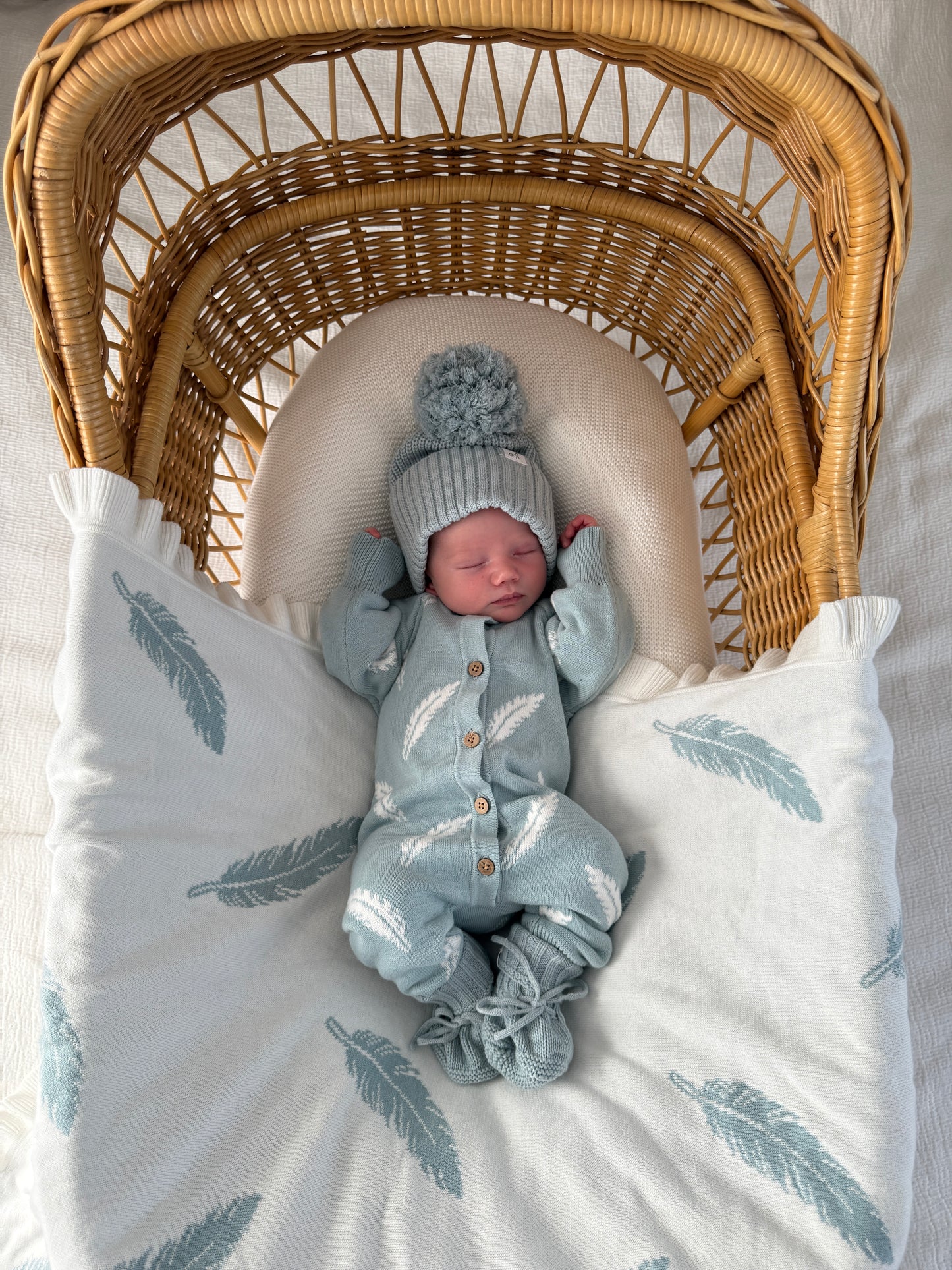 Little Feather Full Length Romper - Sea Mist & Milk