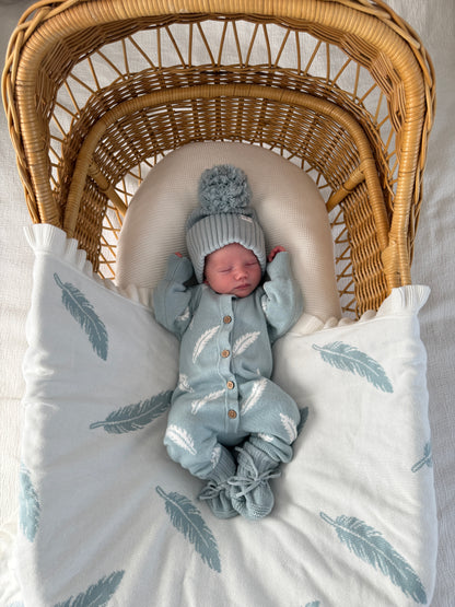 Little Feather Full Length Romper - Sea Mist & Milk