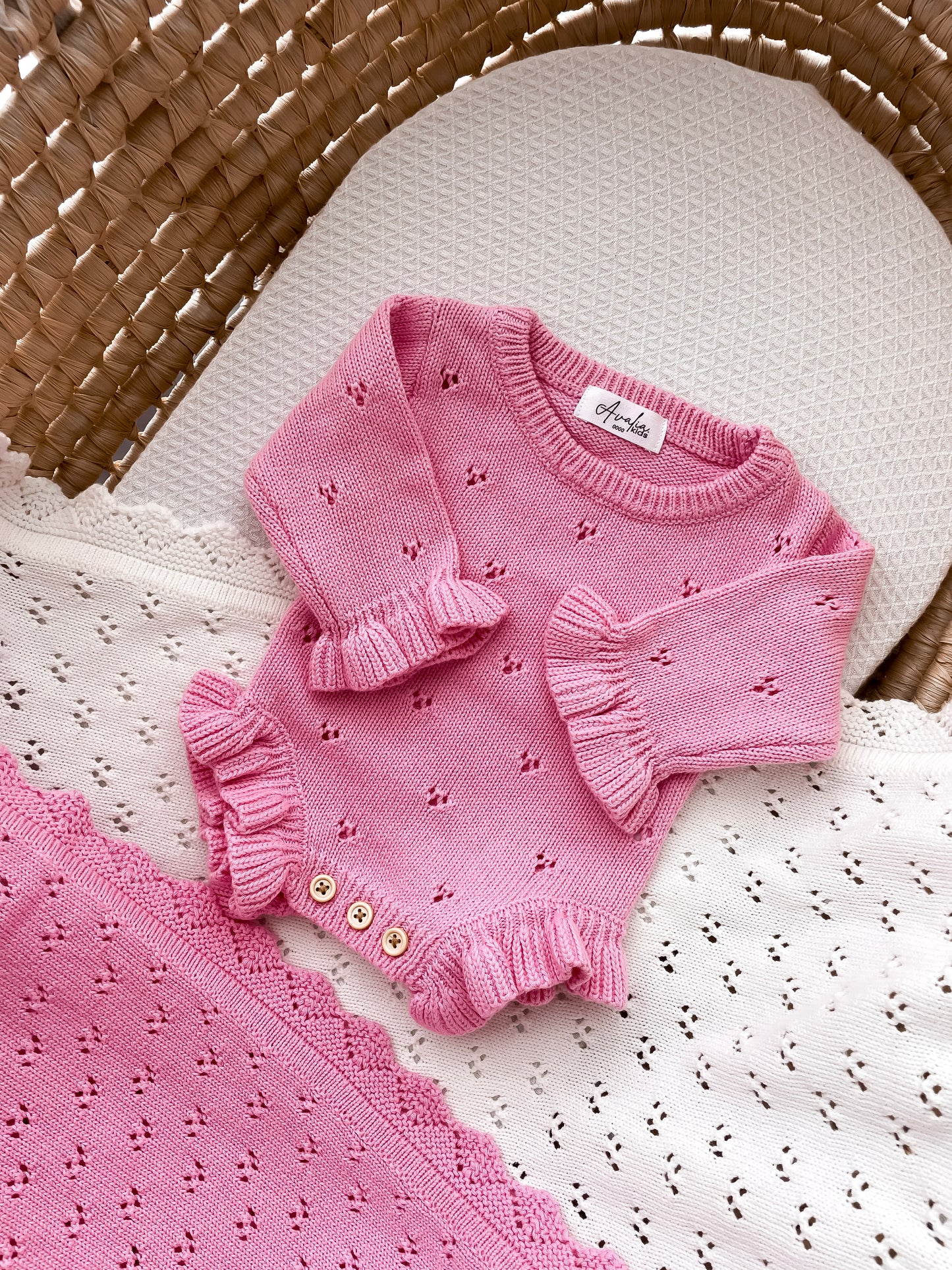 Dahlia Long Sleeve Pointelle Romper - Blossom