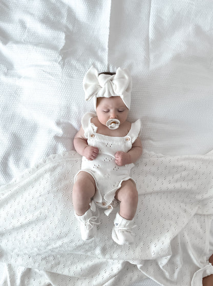 Dahlia Sleeveless Pointelle Romper – Milk