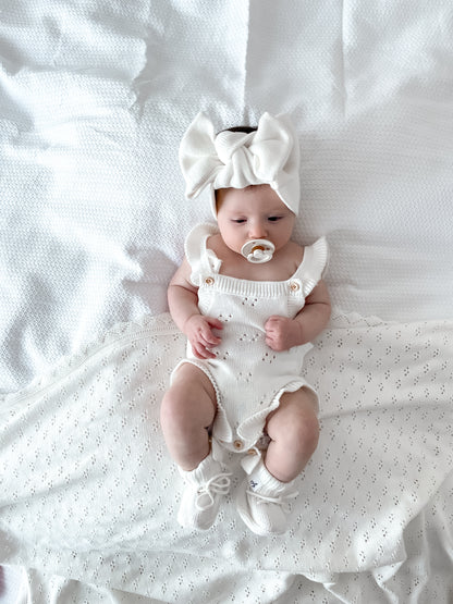 Dahlia Sleeveless Pointelle Romper – Milk